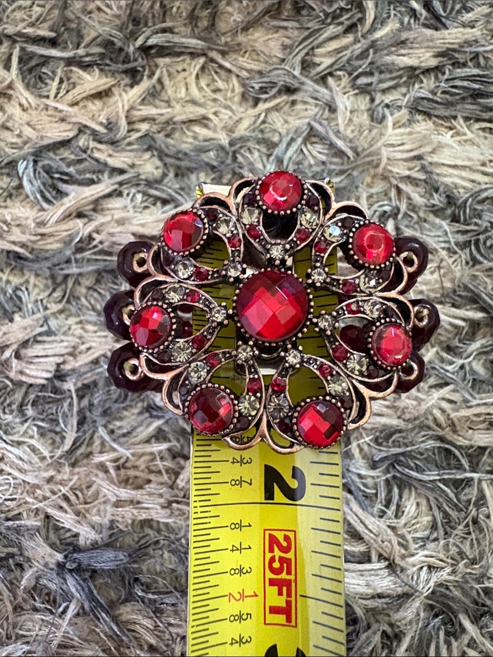 Garnet Red Crystal Floral Stretch Bracelet - Women Jewelry - Picture 4 of 7